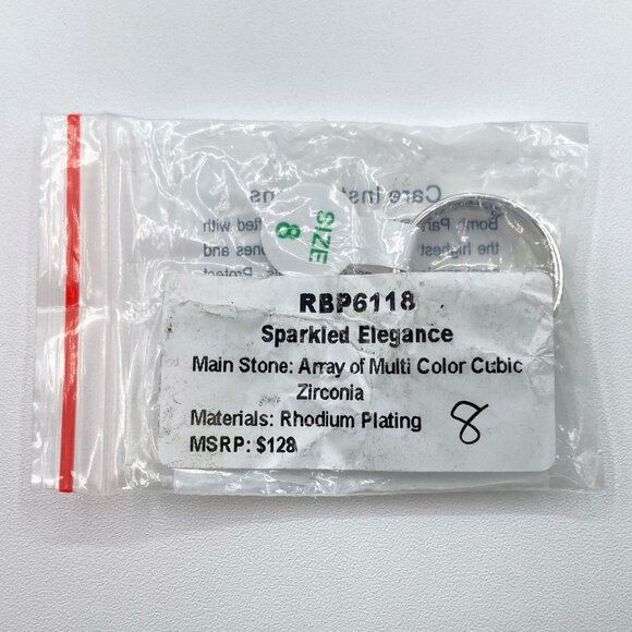 Bomb Party Ring RBP6118 Sparkled Elegance Multi Blue Cubic Zirconia Sz 8 Rhodium - Picture 6 of 6